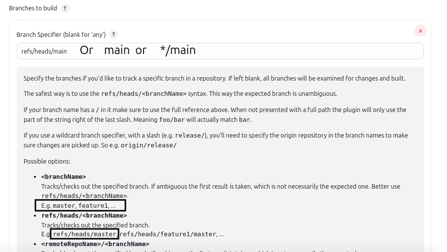 Specify the git branch